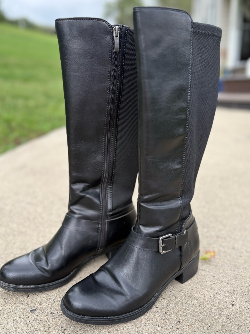Franco Sarto Cedar Black Knee High Riding Boots Size 9M